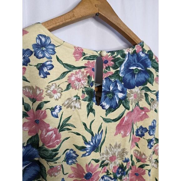 Vintage Bedford Fair T-Shirt Dress Floral Print Yellow and Blue 1X - Picture 5 of 7